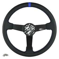 Kierownica sportowa FMIC.Pro Track skórzana 350mm odsadzenie 90mm niebieska