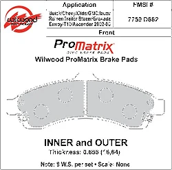 Klocki hamulcowe Wilwood 150-D0882K PM ProMatrix D882 Street Performance Racing Pads .66