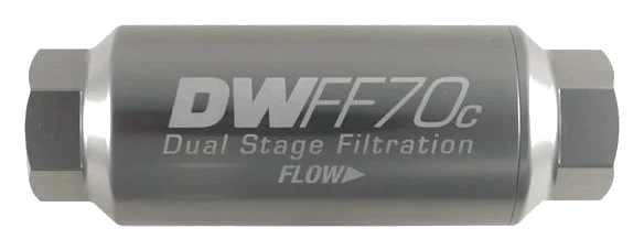 DeatschWerks Compact In-Line Fuel Filter Kit -10AN Female 10 Micron 70mm