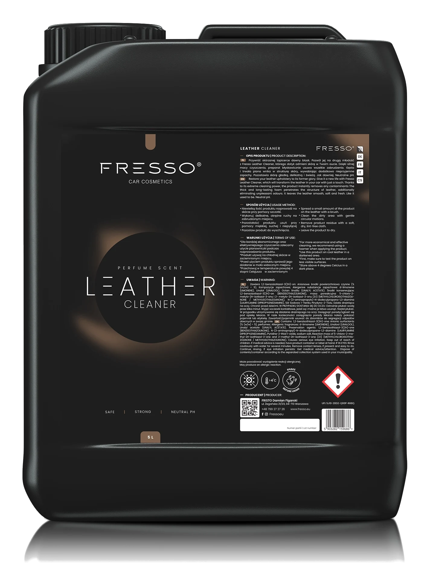 FRESSO Leather Cleaner do czyszczenia skóry tapicerki skórzanej 5l 5000ml