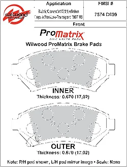 Klocki hamulcowe Wilwood 150-D0699K PM ProMatrix D699 Street Performance Racing Pads .67