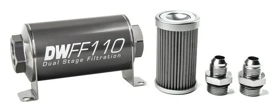 DeatschWerks In-Line Fuel Filter Kit -8AN 40 Micron 110mm