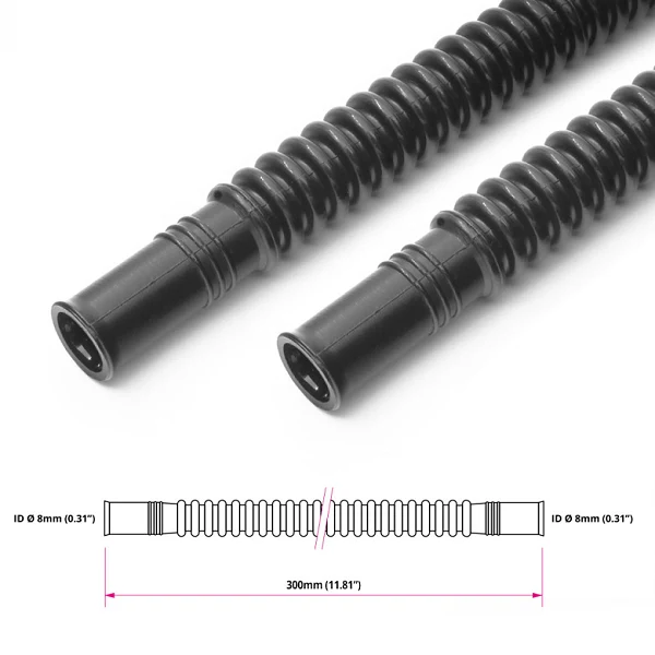 Nuke Performance karbowany czarny nylonowy przewód paliwowy do zbiornika 8 mm 300 mm