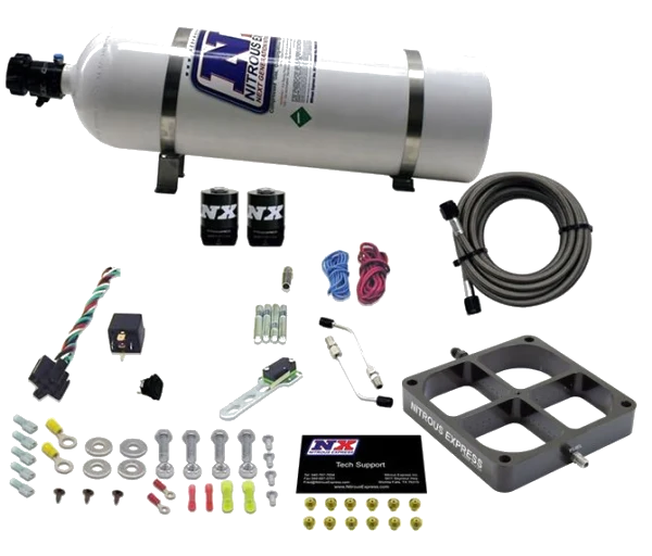 8500 Billet Crossbar Plate System Single Stage 100-500Hp with 15Lb Bottle Nitrous Express NX 63980-15