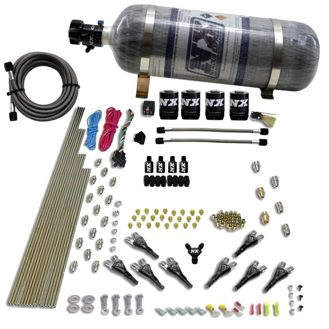 8-Cyl Shark Direct Port 4 Solenoids with Composite Bottle (200-500Hp Jetting) 12LB Nitrous Express NX 90006-12