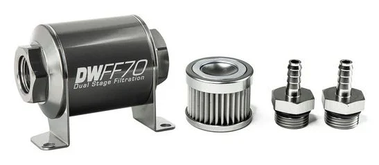 DeatschWerks In-Line Fuel Filter Kit 5/16IN 10 Micron 70mm