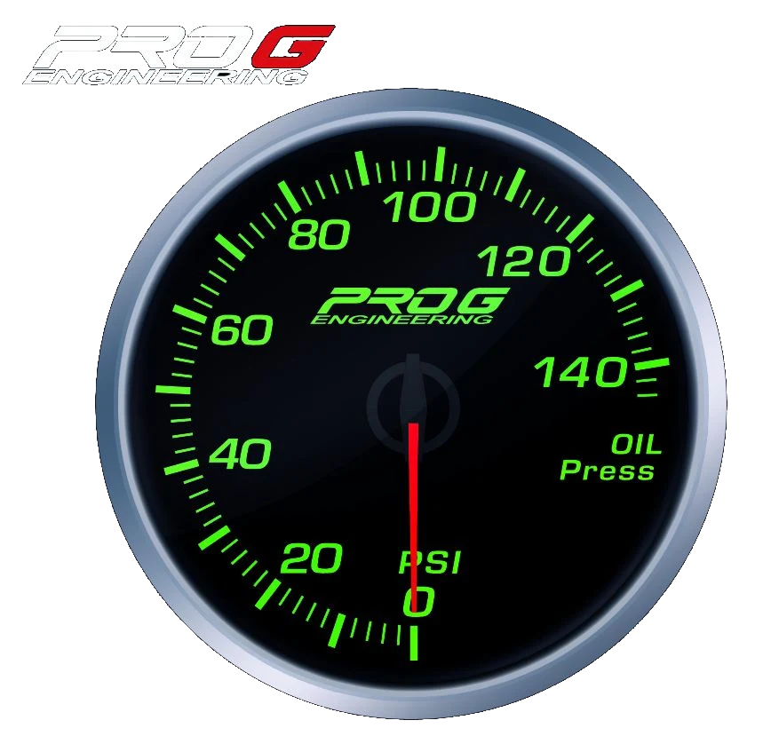 Wskaźnik Pro G Race Series RS, ciśnienia oleju PSI GREEN 52mm