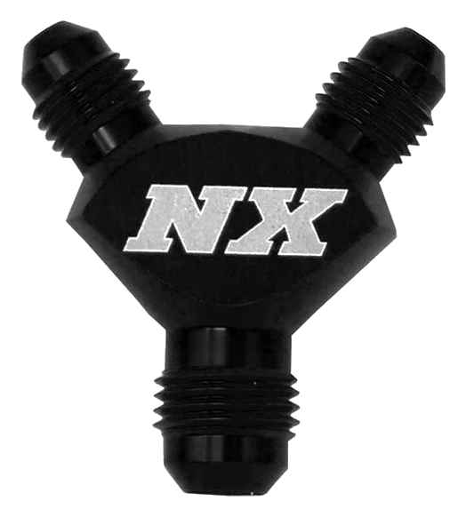 AN10 x AN8 x AN8 Billet Pure-Flo Y Fitting Black Nitrous Express NX 16390