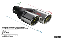 Uniwersalna końcówka tłumika okrągła 100mm długość 200/180mm średnica montażowa 50mm - N2-101RSL/50