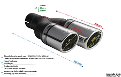 Uniwersalna końcówka tłumika okrągła 90mm długość 225/205mm średnica montażowa 60mm - N2-90RSL/60