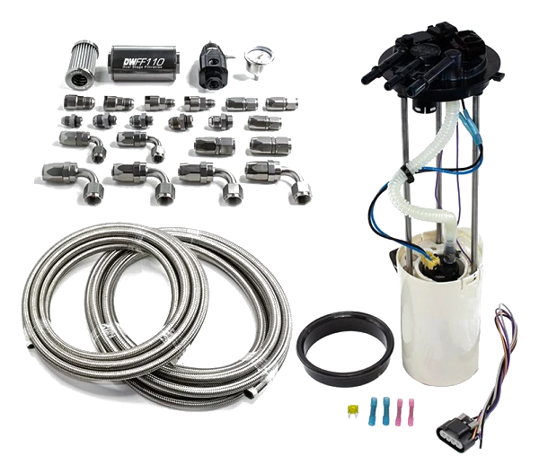 Kompletny układ paliwowy z koszem DeatschWerks Chevy Silverado 1500/2500/3500 & GMC Sierra 1500/2500/3500 1999-2004 V8 4.8L/5.3L/6.0L Excl Flex Fuel