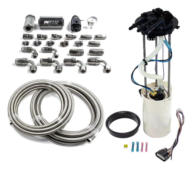 Kompletny układ paliwowy z koszem DeatschWerks Chevy Silverado 1500/2500/3500 & GMC Sierra 1500/2500/3500 1999-2004 V8 4.8L/5.3L/6.0L Excl Flex Fuel