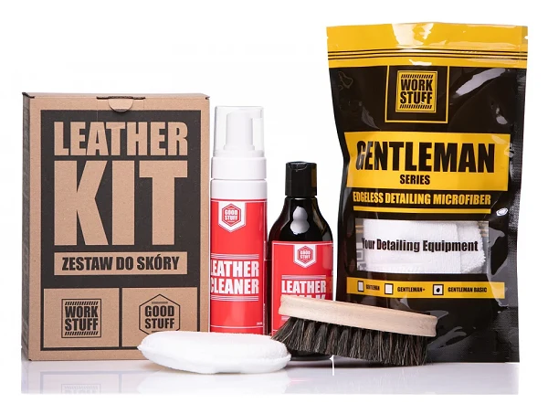 GOOD STUFF Leather Kit kompletny zestaw do czyszczenia i ochrony skóry ze szczotką i aplikatorem