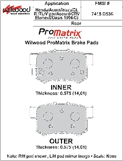 Klocki hamulcowe Wilwood 150-D0536K PM ProMatrix D536 Street Performance Racing Pads .575