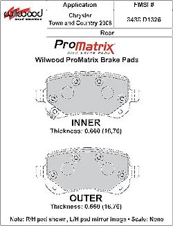 Klocki hamulcowe Wilwood 150-D1326K PM ProMatrix D1326 Street Performance Racing Pads .66
