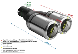 Uniwersalna końcówka tłumika okrągła 80mm długość 200/180mm średnica montażowa 60mm - N2-07-1P/60