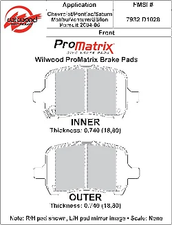 Klocki hamulcowe Wilwood 150-D1028K PM ProMatrix D1028 Street Performance Racing Pads .74