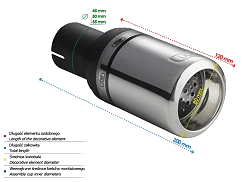 Uniwersalna końcówka tłumika okrągła 80mm długość 120mm średnica montażowa 50mm - N1-07-1/50