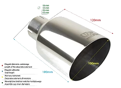Uniwersalna końcówka tłumika okrągła 100mm długość 120mm średnica montażowa 50mm - N1-101*/50