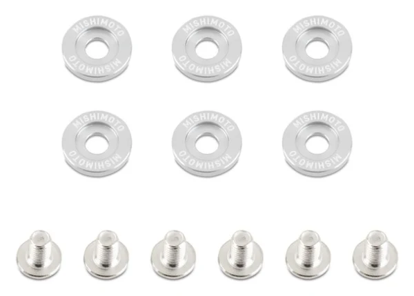 Ozdobne śrubki i podkładki Mishimoto Fender Washer Kit małe srebrne