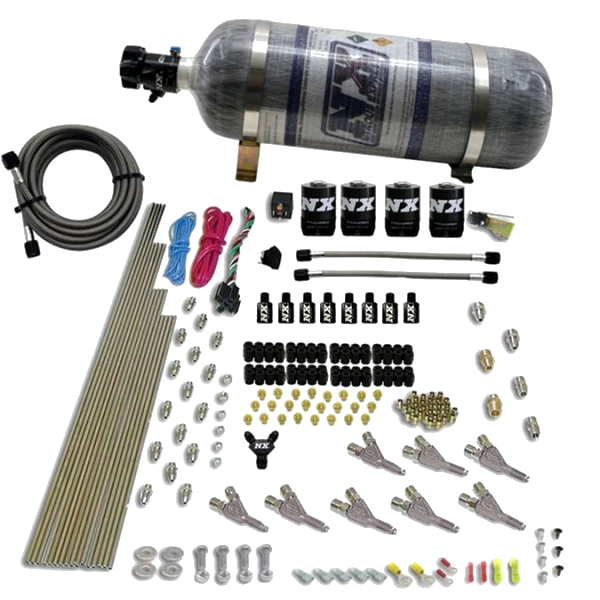8 Cylinder SSV Direct Port 4 Solenoids with 12Lb Carbon Bottle 200-500Hp Jetting Nitrous Express NX 80016-12