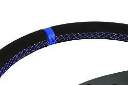 Kierownica sportowa FMIC.Pro Classic zamszowa 350mm odsadzenie 33mm niebieska