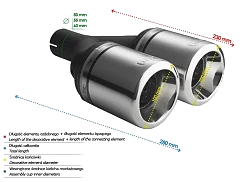 Uniwersalna końcówka tłumika okrągła 100mm długość 230mm średnica montażowa 50mm - N2-17-1/50