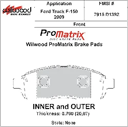 Klocki hamulcowe Wilwood 150-D1392K PM ProMatrix D1392 Street Performance Racing Pads .79