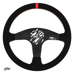 Kierownica sportowa FMIC.Pro Classic zamszowa 350mm odsadzenie 33mm czerwona