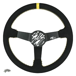 Kierownica sportowa FMIC.Pro Track zamszowa 350mm odsadzenie 90mm żółta