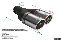 Uniwersalna końcówka tłumika okrągła 70mm długość 200/180mm średnica montażowa 45mm - N2-70RSP/45