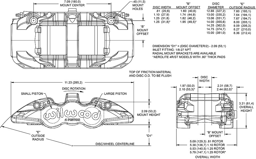 Zacisk hamulcowy 4 tłoczkowy Wilwood 120-13298 Aero4 lewy
