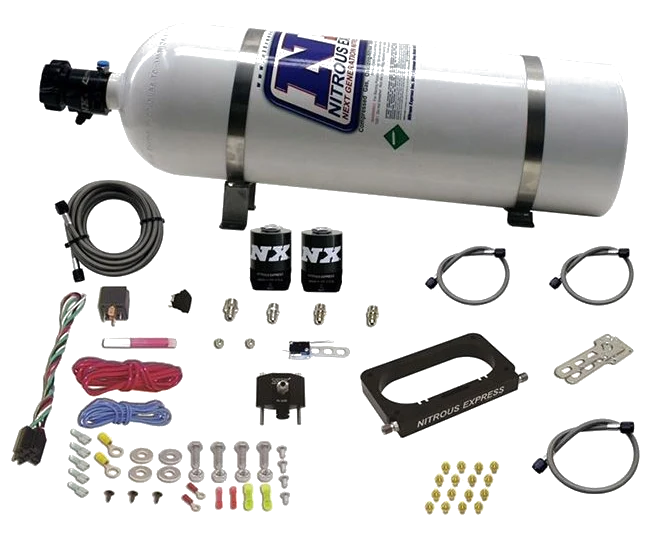 4 Valve Nitrous Plate System-Monoblade Throttle Body with 15Lb Bottle for Ford Nitrous Express NX 20950-15