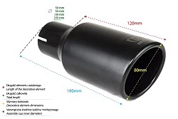 Uniwersalna końcówka tłumika okrągła 80mm długość 120mm średnica montażowa 50mm - NBL1-80RS*/50