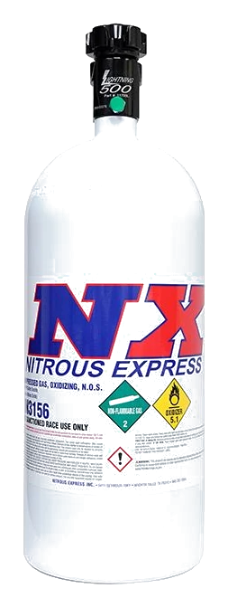10Lb Bottle Lightning 500 Valve 6AN Nipple 6.89 Dia x 20.19 Tall Nitrous Express NX 11100-6