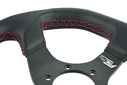 Kierownica sportowa FMIC.Pro D-Shape skórzana 325mm odsadzenie 42mm czerwona
