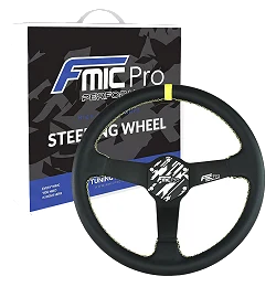 Kierownica sportowa FMIC.Pro Track skórzana 350mm odsadzenie 33mm żółta