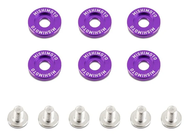 Ozdobne śrubki i podkładki Mishimoto Fender Washer Kit duże fioletowe