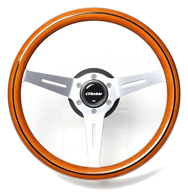 Kierownica sportowa GReddy Sports "Wood Type" (Wklęsła 47mm), Jasny brąz, Aluminiowe ramiona - 340 mm