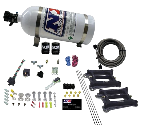 Dual 4150 Conventional Plate System Alcohol Stage 6 50-300Hp with 10Lb Bottle Nitrous Express NX 30245-10