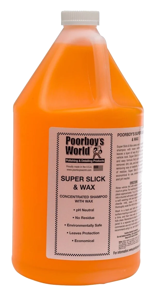 POORBOY'S WORLD Super Slick & Wax szampon do mycia z woskiem 3784 ml