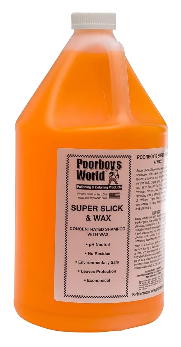 POORBOY'S WORLD Super Slick & Wax szampon do mycia z woskiem 3784 ml