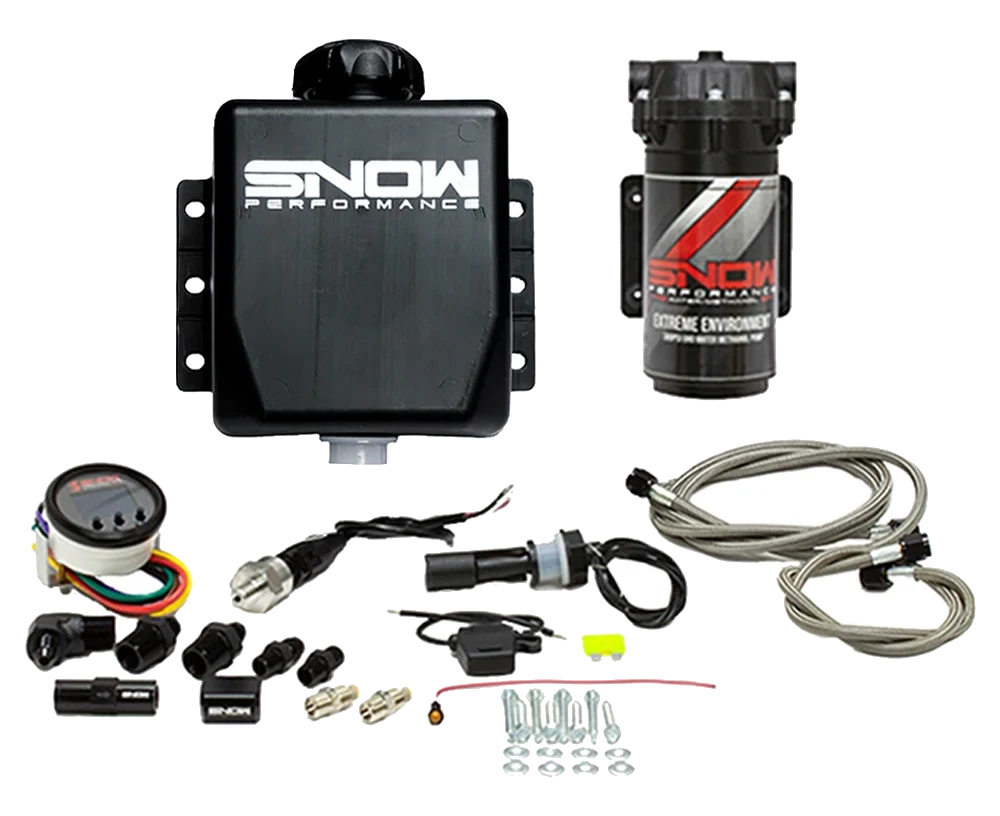 Snow Performance Boost Cooler Forced Induction Progressive Water Methanol Injection Kit Stage 2.5 Stainless Steel Braided Line with Tank