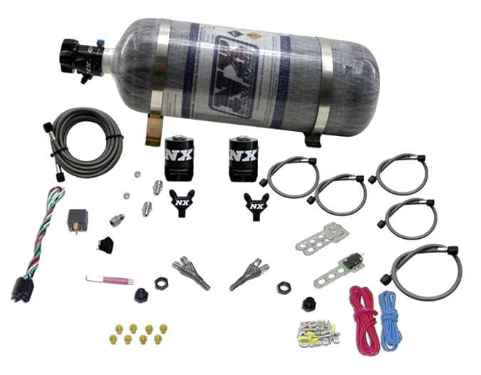 Dual Nozzle Nitrous System with 12Lb Carbon Bottle for GM TBI ALL (50-75-100-125HP) Nitrous Express NX 20218-12