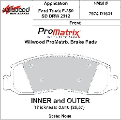 Klocki hamulcowe Wilwood 150-D1631K PM ProMatrix D1631 Street Performance Racing Pads .81