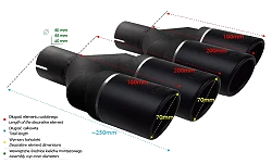 Uniwersalna końcówka tłumika okrągła 70mm długość 200/180mm średnica montażowa 50mm - NBL2-70RSP*/50