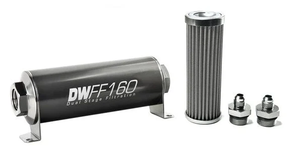 DeatschWerks In-Line Fuel Filter Kit -6AN 100Micron 160mm
