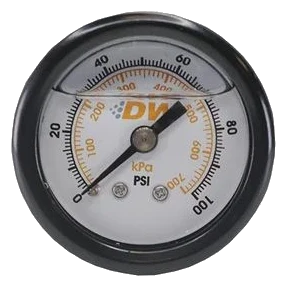 DeatschWerks Fuel Pressure Gauge -Liquid Filled White Face with DW Logo