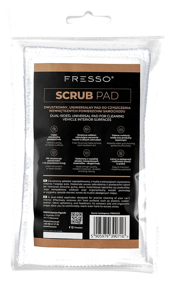 Fresso Scrub Pad uniwersalny pad do czyszczenia wnętrza samochodu plastiku gumy skóry i tapicerki