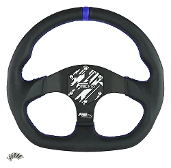 Kierownica sportowa FMIC.Pro D-Shape skórzana 325mm odsadzenie 42mm niebieska